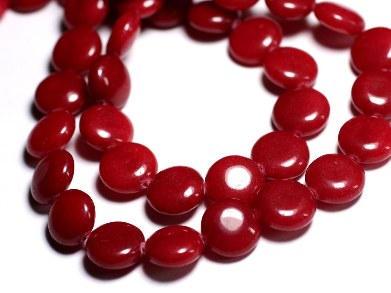 4pc - Perles de Pierre - Jade Rouge Palets 14mm -  8741140001046 