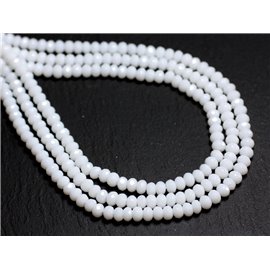 30pc - Stone Beads - Jade Faceted Rondelles 4x2mm White - 8741140001039 