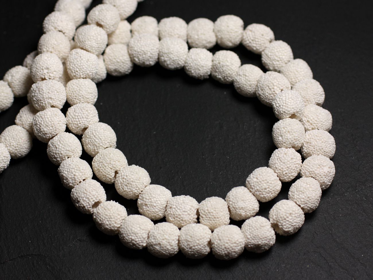 10pc - Perles de Pierre - Lave Boules 10mm Blanc crème -  8741140001213 