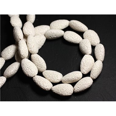 2pc - Perles de Pierre - Lave Gouttes 23x15mm Blanc -  8741140001251 