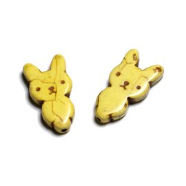 10pc - Synthetic Turquoise Beads Rabbit 28mm Yellow - 4558550088239 