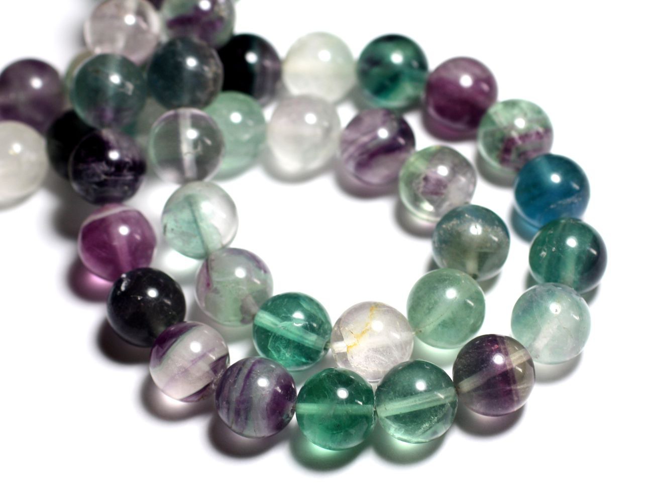 1pc - Perle de Pierre - Fluorite Multicolore Boule 14mm -  8741140000667 