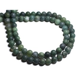 20pc - Perles Pierre Agate mousse Boules 4mm mat givré sablé vert blanc - 8741140000445