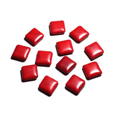 10pc - Perles de Pierre Turquoise synthèse - Losanges 18x14mm Rouge -  4558550087959 