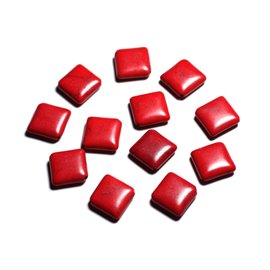 10pc - Perline di pietra turchese sintetica - Diamanti 18x14mm Rosso - 4558550087959 