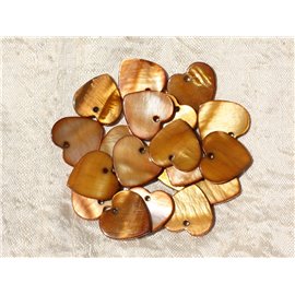 10pc - Charms Colgante Corazones de nácar 18mm Golden Brown 4558550017130 