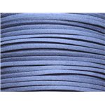 5 metres - Cordon Laniere Suedine Daim 3mm Bleu Lavande Bleuet - 4558550002747