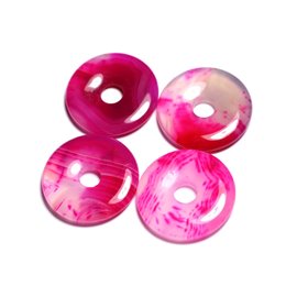 Semi Precious Stone Pendant - Pink Agate Donut Pi 30mm - 4558550091734 