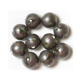 10pc - Bolas de cuentas de cerámica 20mm gris azul metálico - 4558550000477