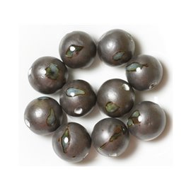 10pc - Ceramic Beads Balls 20mm Gray Blue Metallic - 4558550000477