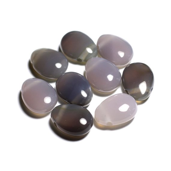 Pendentif Pierre semi précieuse - Agate grise Goutte 25mm - 4558550092137 