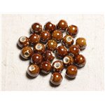 10pc - Perles Céramique Porcelaine Boules 10mm Marron irisé -  4558550088758 