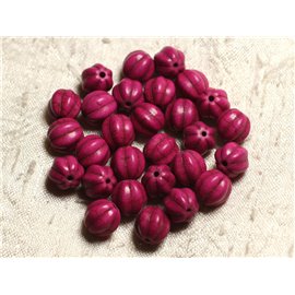 20pc - Synthetic Turquoise Beads Flower Balls 9-10mm Pink Fuchsia 4558550011978 