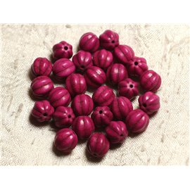 20 Stück - Türkis Perlen Synthese Kugeln Blumen 9-10mm Rosa Fuchsia 4558550011978 