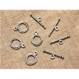 30pc - Fermoirs Toggle T Métal Argenté Qualité Rond 13mm   4558550001641 