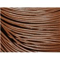 5 mètres - Cordon Cuir Véritable Marron Chocolat 2mm   4558550016751 