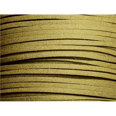 5 metres - Cordon Laniere Suedine Daim 3mm Beige Vert Kaki clair - 4558550016430