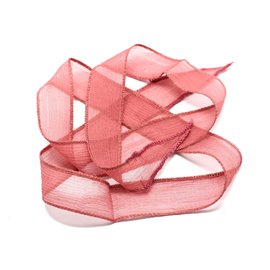 1pc - Collar de cinta de seda teñido a mano 85 x 2.5cm Terracota rosa roja (ref SOIE156) 4558550002839 
