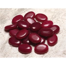 2pc - Stone Beads - Jade Oval 18x13mm Red Pink Bordeaux - 4558550015488 