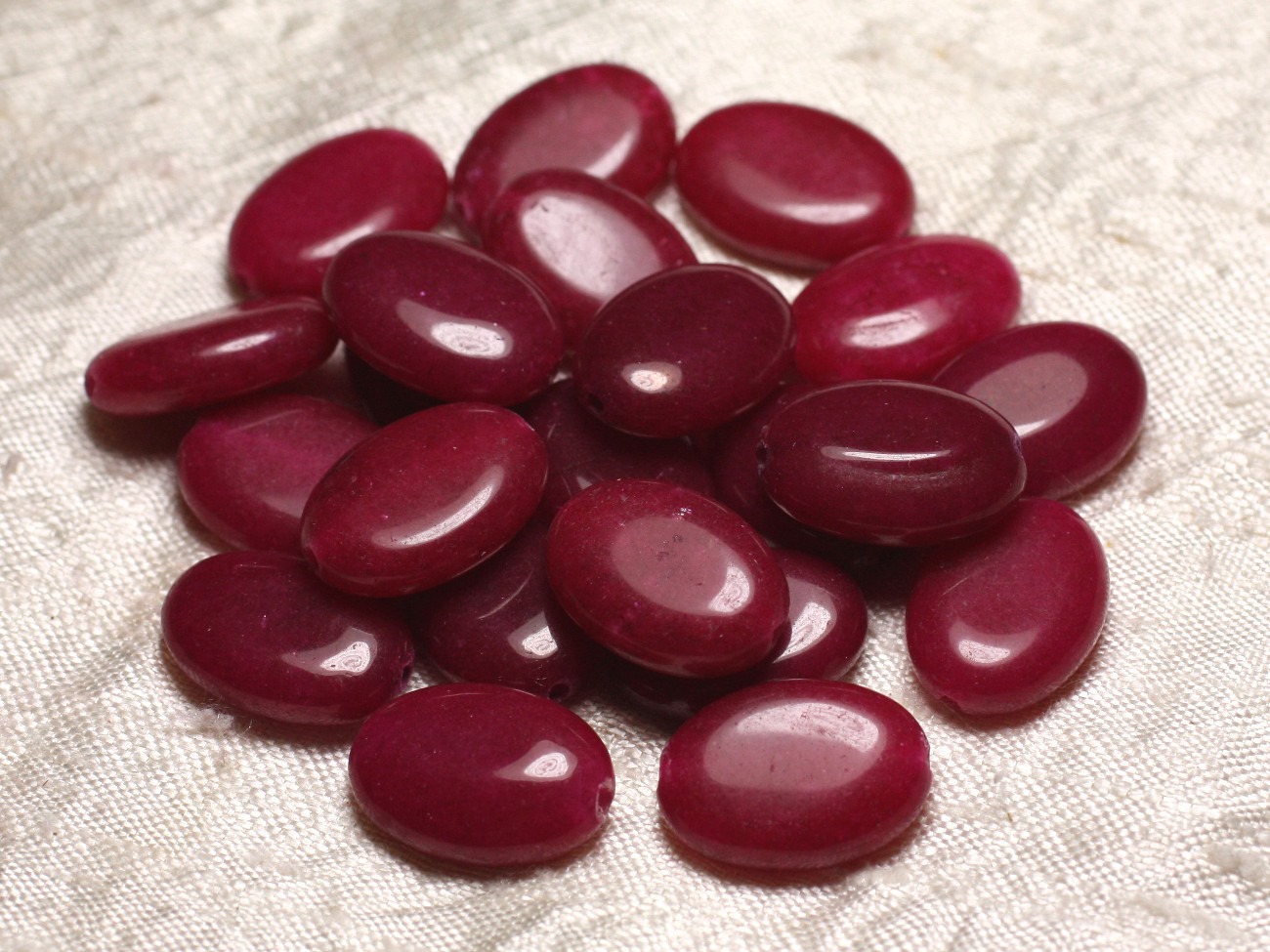 2pc - Perles de Pierre - Jade Ovales 18x13mm Rouge Rose Bordeaux - 4558550015488 