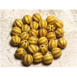 20pc - Perline sintetiche turchesi Flower Balls 9-10mm Giallo 4558550002549 
