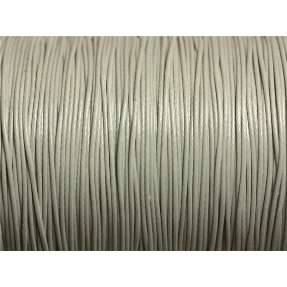 10 metres - Fil Corde Cordon Coton Ciré 0.8mm Gris perle pastel - 4558550015976