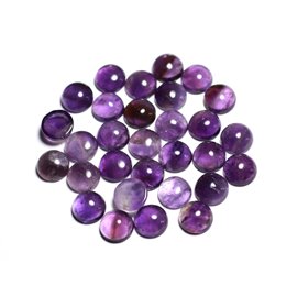 1pc - Cabochon Pierre Améthyste Rond 10mm Violet Mauve blanc - 8741140000025