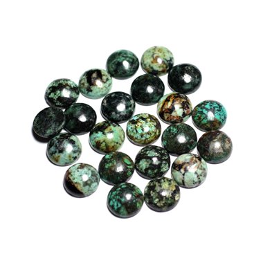 1pc - Cabochon Pierre - Turquoise Afrique Rond plat 10mm Bleu Vert Marron - 8741140000087