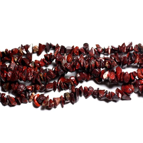 120pc environ - Perles de Pierre Jaspe rouge poppy Rocailles Chips 5-10mm -  4558550019059 