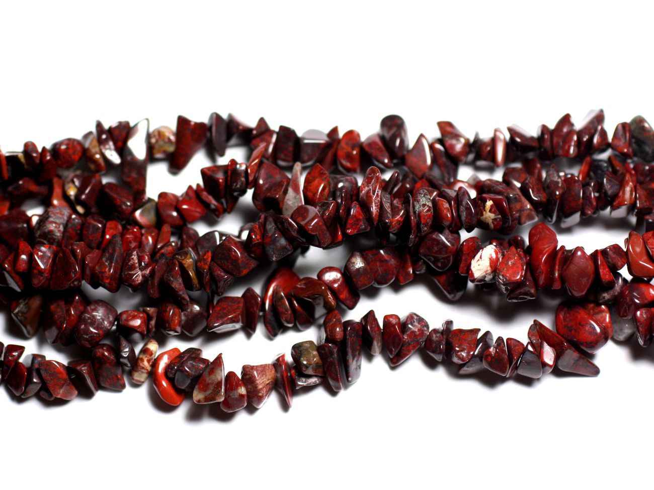 120pc environ - Perles de Pierre Jaspe rouge poppy Rocailles Chips 5-10mm -  4558550019059 