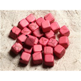 20pc - Synthetic Turquoise Beads Cubes 8x8mm Light Pink 4558550011640 