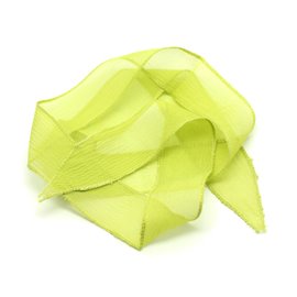 1pc - Collar de cinta de seda teñido a mano 85 x 2.5cm verde lima (ref SOIE162) 4558550001719 