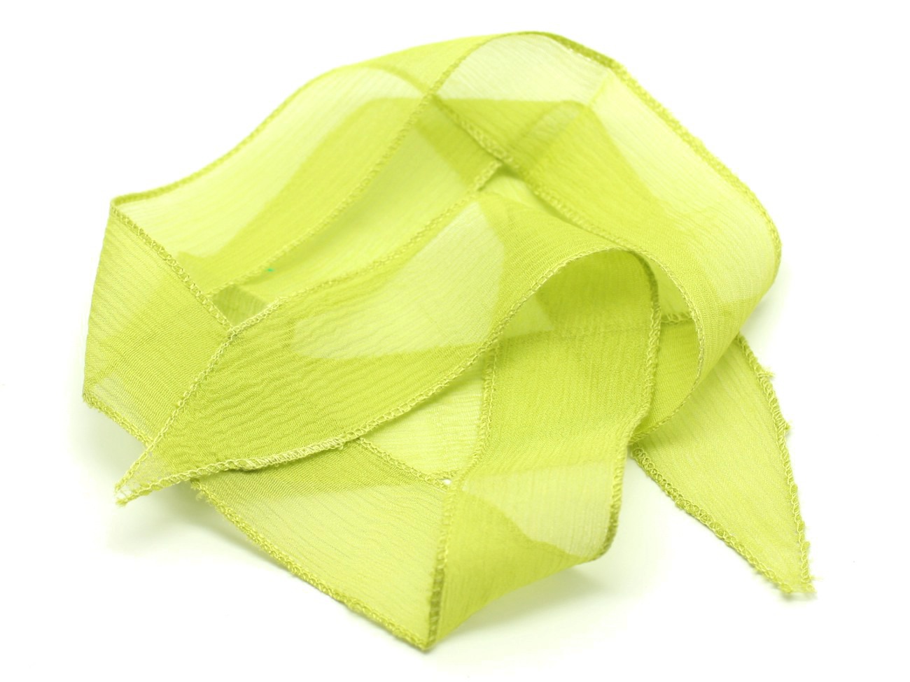1pc - Collier Ruban Soie teint à la main 85 x 2.5cm Vert Lime (ref SOIE162)   4558550001719 