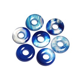 Anhänger Halbedelstein - Blauer Achat Donut Pi 20mm - 4558550092038 