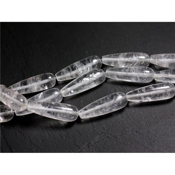 1pc - Perle de Pierre - Cristal de Roche Quartz longue Goutte 30x10mm - 4558550095497 