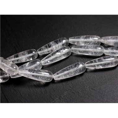 1pc - Perle de Pierre - Cristal de Roche Quartz longue Goutte 30x10mm - 4558550095497 