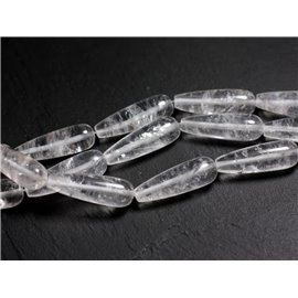 1pc - Perlina di pietra - Cristallo di rocca Quarzo goccia lunga 30x10mm - 4558550095497 