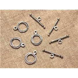 10pc - Toogle T Clasps Silver Plated Metal Round 17x13mm 4558550021410 