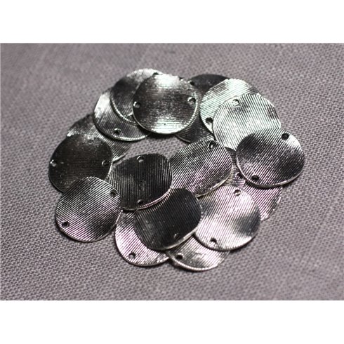 10pc - Connecteurs Pendentifs Boucles d'oreilles Métal Argenté Ronds 16mm - 4558550095312
