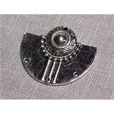 2pc - Grands Connecteurs Pendentifs Boucles d'oreilles Métal Argenté Demi Lune Aztèque Ethnique 37mm - 4558550095381 