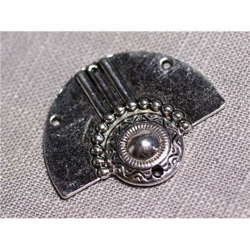 2pc - Grands Connecteurs Pendentifs Boucles d'oreilles Métal Argenté Demi Lune Aztèque Ethnique 37mm - 4558550095381