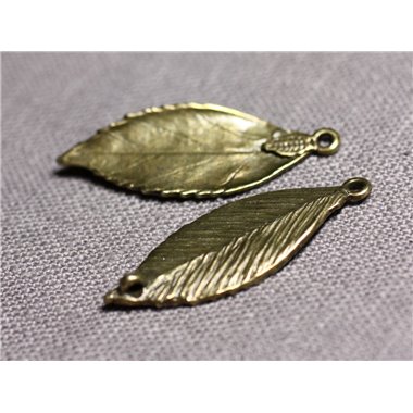 6pc - Connecteurs Pendentifs Boucles d'oreilles Métal Bronze Feuilles 35mm - 4558550095237 