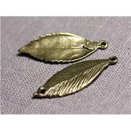 6pc - Connecteurs Pendentifs Boucles d'oreilles Métal Bronze Feuilles 35mm - 4558550095237 