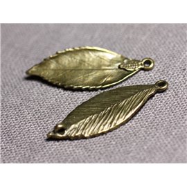 6pc - Connectors Pendants Earrings Metal Bronze Leaves 35mm - 4558550095237 