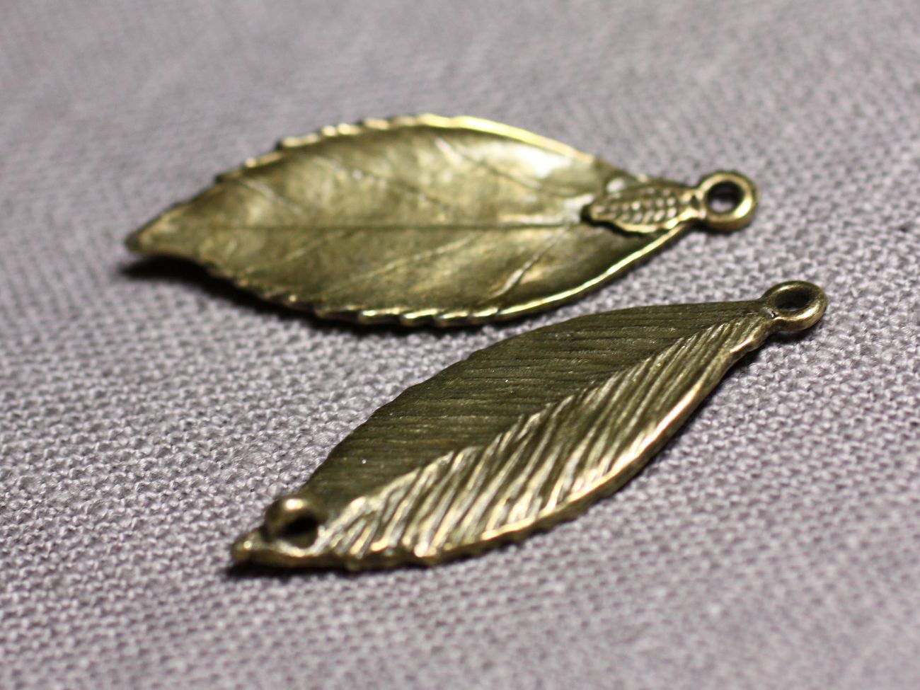 6pc - Connecteurs Pendentifs Boucles d'oreilles Métal Bronze Feuilles 35mm - 4558550095237 