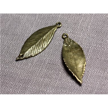 6pc - Connecteurs Pendentifs Boucles d'oreilles Métal Bronze Feuilles 35mm - 4558550095237 