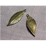 6pc - Connecteurs Pendentifs Boucles d'oreilles Métal Bronze Feuilles 35mm - 4558550095237 