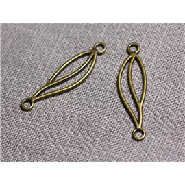 8pc - Connectors Pendants or Earrings Metal Bronze Leaves Wings 35mm - 4558550095213 