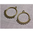 8pc - Connecteurs Pendentifs Boucles d'oreilles Métal Bronze Cercles Créoles 32mm - 4558550095275 