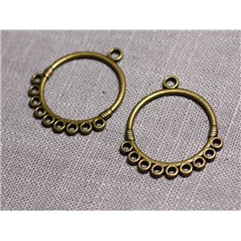 8pc - Conectores Colgantes Pendientes Metal Bronce Círculos Criollos 32mm - 4558550095275 